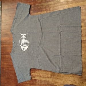 NWOT MissLook gray fish skeleton long tee shirt dress with slits